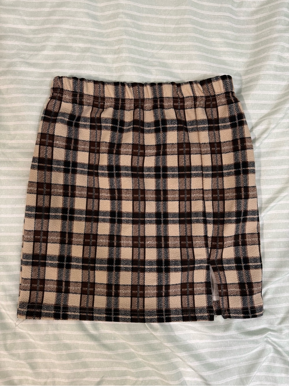SHEIN Plaid Mini Skirt in Beige, Brown and Black